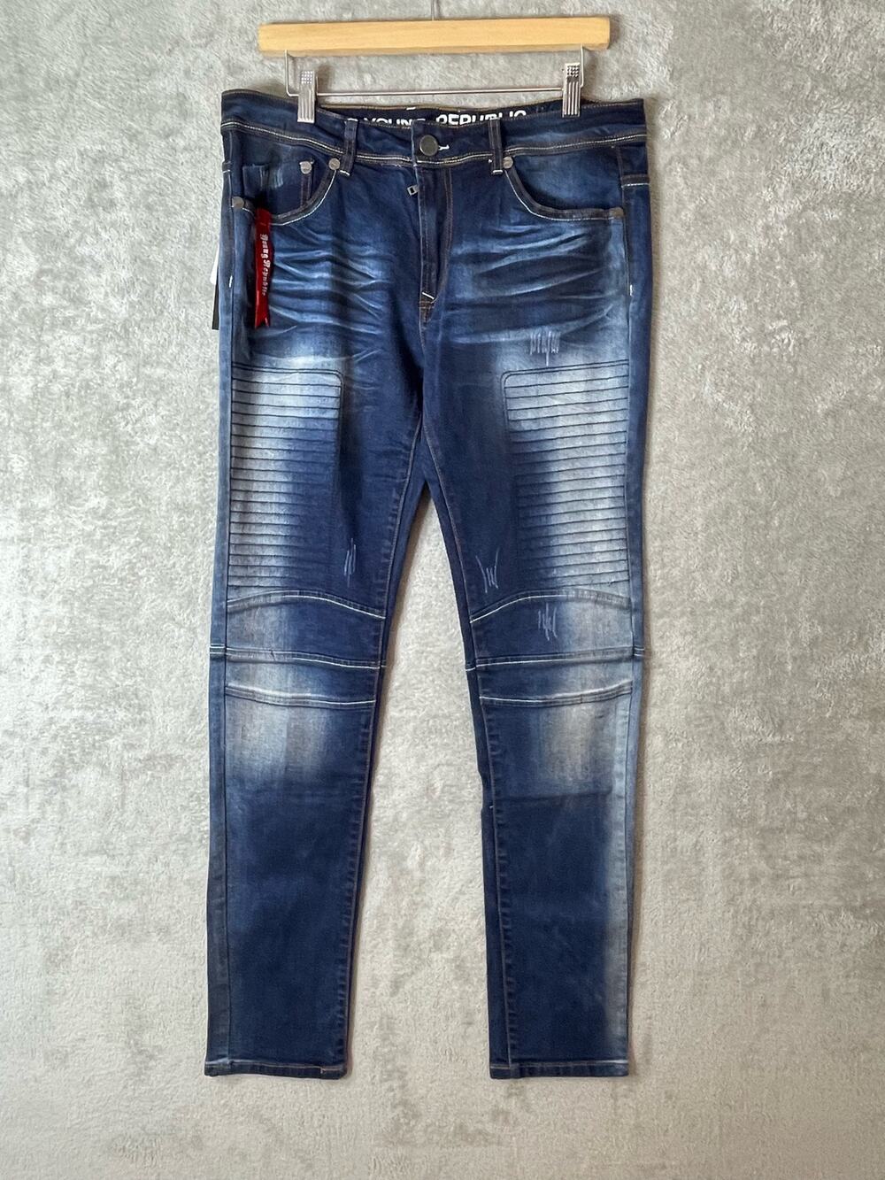 Young Republic Jeans Size 34x33 Moto Style Urban Streetwear Skater Grunge NWT